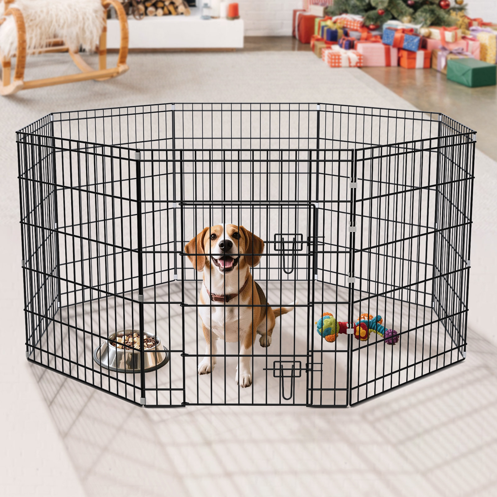 ZEPHYPAWS 30" H 8 Panel Foldable Metal Wire Dog Playpen With Lockable ...